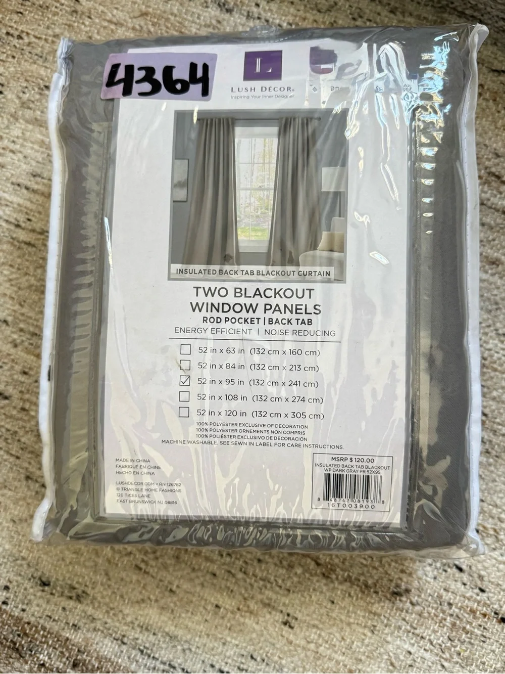 Dark Gray Blackout Set of 2 Curtain Panels - Neutral Window Drapery